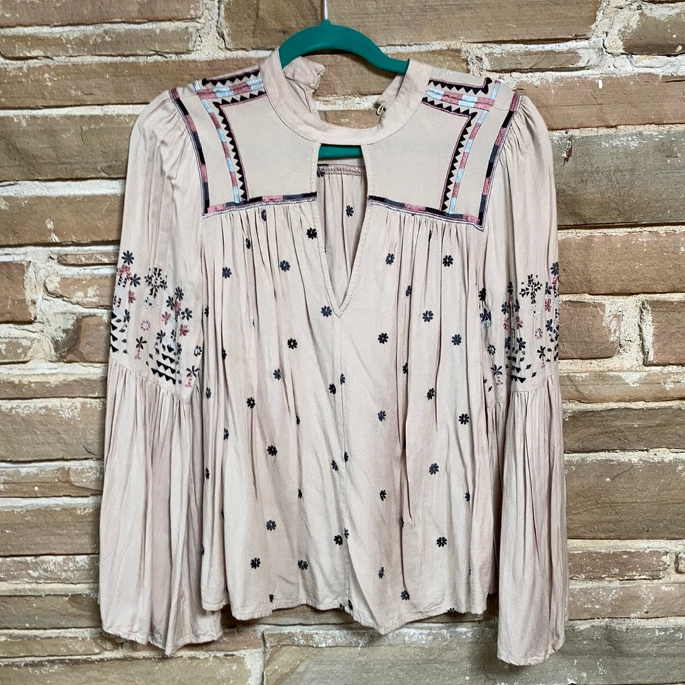 Embroidered Long Sleeve Top